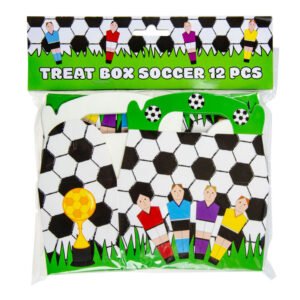 Set voetbal traktatie doosjes verpakking 12 stuks met spelers en beker