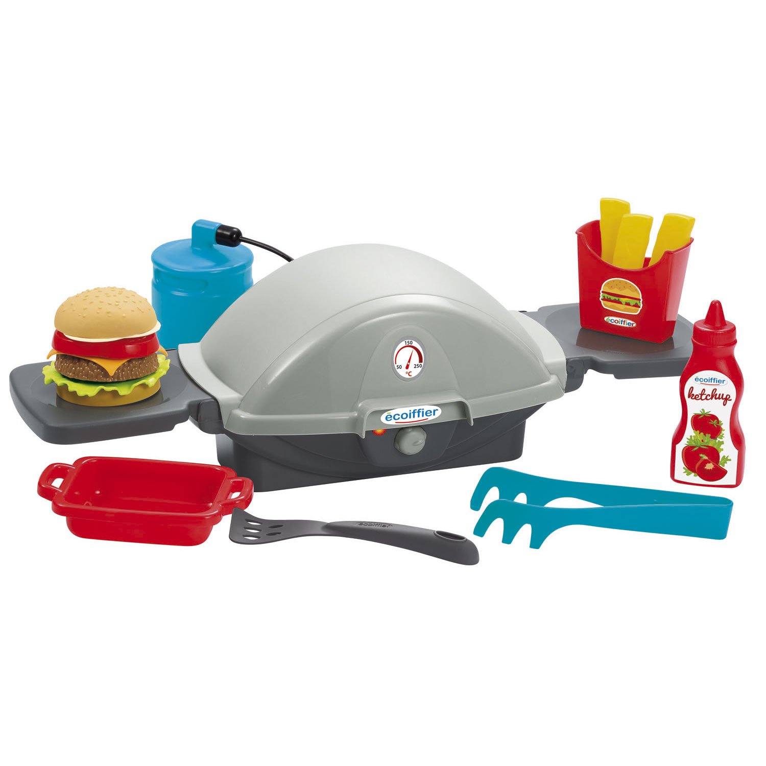 ecoiffier-speelgoed-barbecue-set-hamburger-frietjes-accessoires Speelgoed barbecue set met hamburger, frietjes en accessoires Ecoiffier Tafelbarbecue