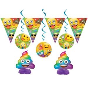 Decoratie Kit Emoji Rainbow Fun feestdecoratie set met slingers ballonnen en regenboog drol centerpiece
