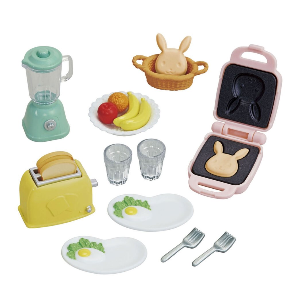 Speelgoed keuken set met blender, fruit, brood en konijnvormige wafels Sylvanian Families 5444 Ontbijtset