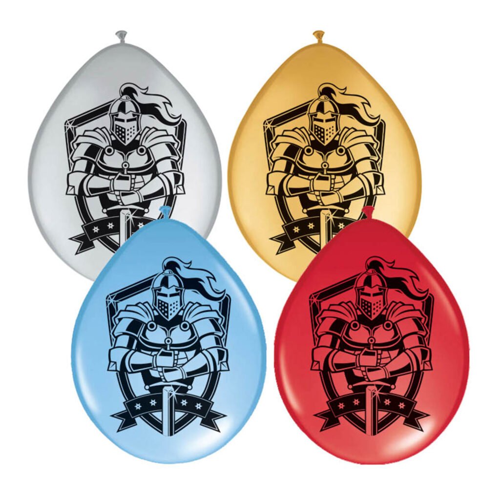 gekleurde ballonnen met ridder logo zilver goud blauw rood Ballonnen Ridders