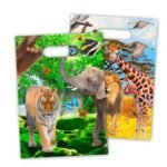 Dieren tas met tijger, olifant en jungle dieren illustratie Safari Uitdeelzakjes