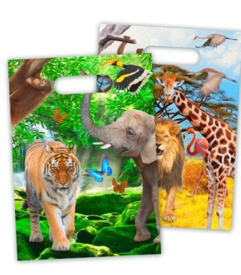 Dieren tas met tijger, olifant en jungle dieren illustratie Safari Uitdeelzakjes