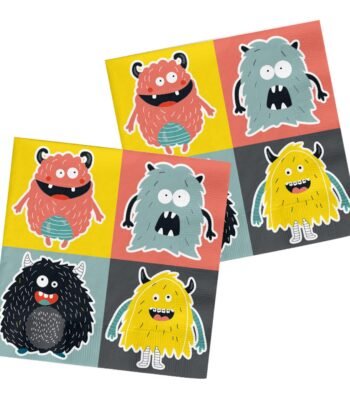 Set feestservetten met vrolijke monster illustraties Servetten Monster Bash