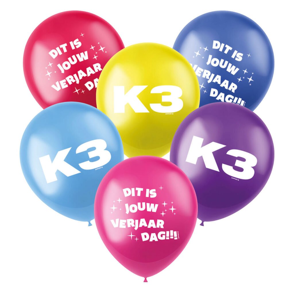 Kleurrijke K3 verjaardagsballonnen met tekst dit is jouw verjaardag dag K3 Ballonnen