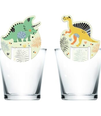 Kinderbekers met kleurrijke dinosaurus decoratie op glas Glasdecoratie Dino Roars
