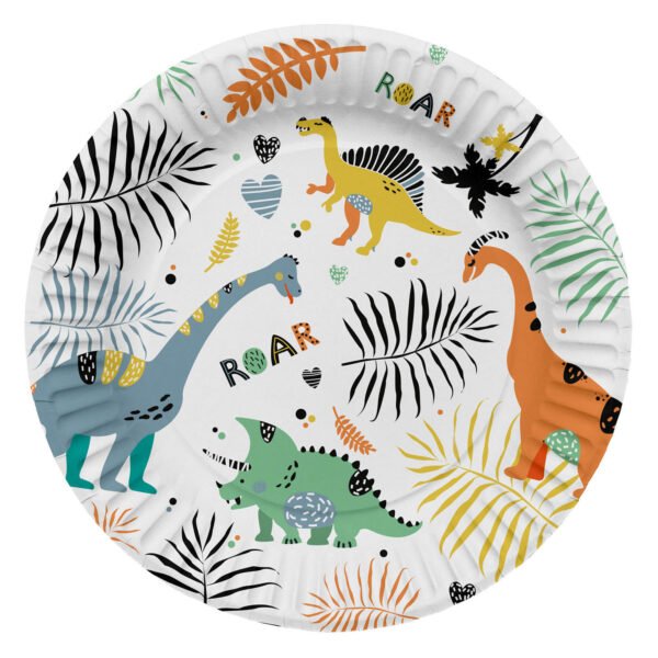 Papieren bord met kleurrijke dinosaurussen en jungle print Borden Dino Roars