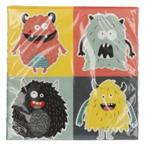 Papieren servetten met vier grappige monsters design