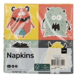 Kleurrijke servetten met cartoon monsters in verpakking
