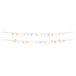 pastel verjaardag slinger happy birthday i am a unicorn met sterren en eenhoorns Letterslinger Unicorns Rainbows