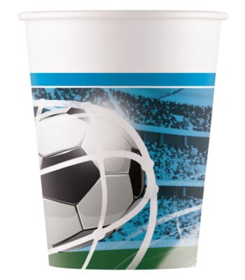 Witte kartonnen beker met voetbal en stadion opdruk Papieren Bekers FSC Voetbal Fans