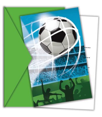 Voetbal in doel met juichende fans in stadion Uitnodigingen en Enveloppen FSC Voetbal Fans