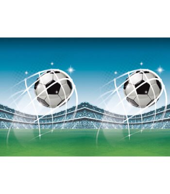 Voetbal in doel met stadion en publiek op de achtergrond Tafelkleed Voetbal Fans