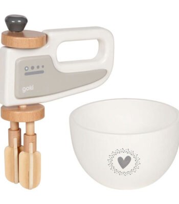 houten speelgoed handmixer met kom minimalistisch design Goki Houten Handmixer met Kom