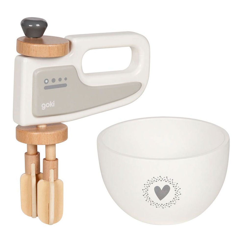 houten speelgoed handmixer met kom minimalistisch design Goki Houten Handmixer met Kom