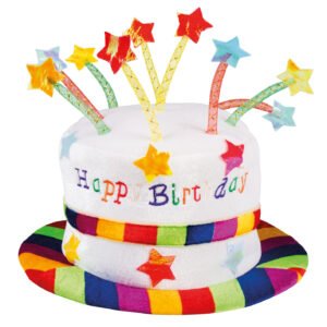 Kleurrijke Hoed Happy Birthday met sterren en regenboog rand detail