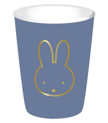Blauwe papieren beker met gouden konijnenillustratie Bekers Nijntje Blauw