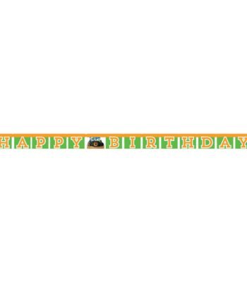 Happy birthday slinger met groene letters en tractor thema decoratie Tractor Letterslinger Happy Birthday
