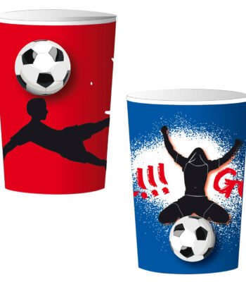 kartonnen bekers met voetbal design speler silhouetten en voetbal illustraties Bekers Goal