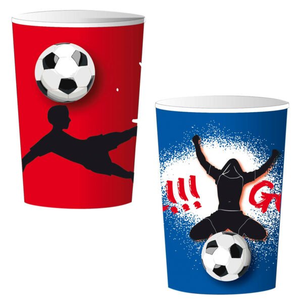 kartonnen bekers met voetbal design speler silhouetten en voetbal illustraties Bekers Goal