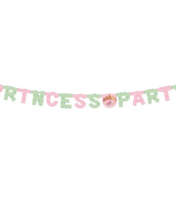 pastelkleurige princess party slinger met kroontje decoratie Letterguirlande Princess Party