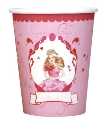 roze beker met prinses illustratie en label voor naam kinderfeest Bekers Prinses