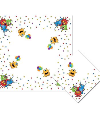 Vrolijk patroon met kleurrijke monsters en confetti op witte achtergrond Servetten Monster Party