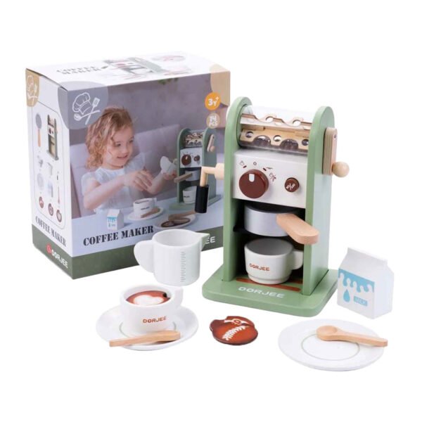 Dorjee Houten koffiezetapparaat speelgoed met verpakking en inhoud