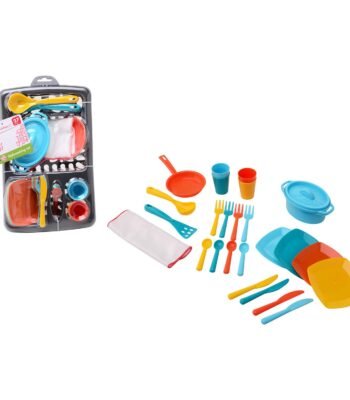 Kinderspeelgoed afwas set met kleurrijke borden, bestek en pannetje Home Kitchen Afwasset
