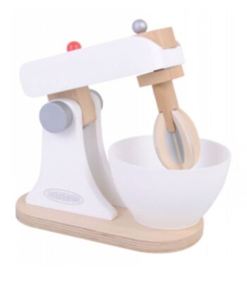 houten speelgoed keukenmixer met kom en garde Jouéco Houten Mixer