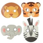 set jungle dieren maskers zebra leeuw tijger olifant Masker Jungle Papier Set