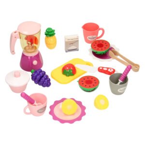 Kinder speelgoed blender set met fruit, bekers en keukengerei accessoires
