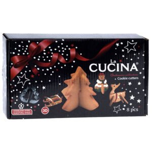 La Cucina cookie cutters set 8 stuks kerst bakvormpjes verpakking Uitsteekvormenset 3D Kerstkoekjes