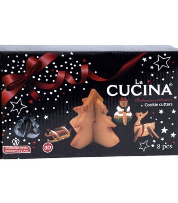 La Cucina cookie cutters set 8 stuks kerst bakvormpjes verpakking Uitsteekvormenset 3D Kerstkoekjes