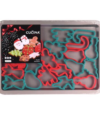 Kerst koekjesvormpjes set met kerstfiguren zoals kerstman, rendier en kerstboom in bakplaat verpakking Uitsteekvormen met Bakplaat Kerst