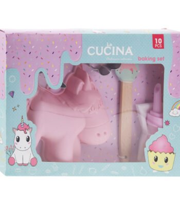 Roze unicorn bakset voor kinderen in pastel verpakking met bakaccessoires Bakset Unicorn