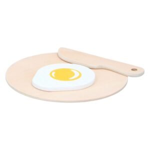 Houten speelgoed gebakken ei met snijplank en mes