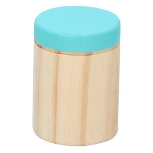 Houten speelgoed potje met blauwe deksel keukenset