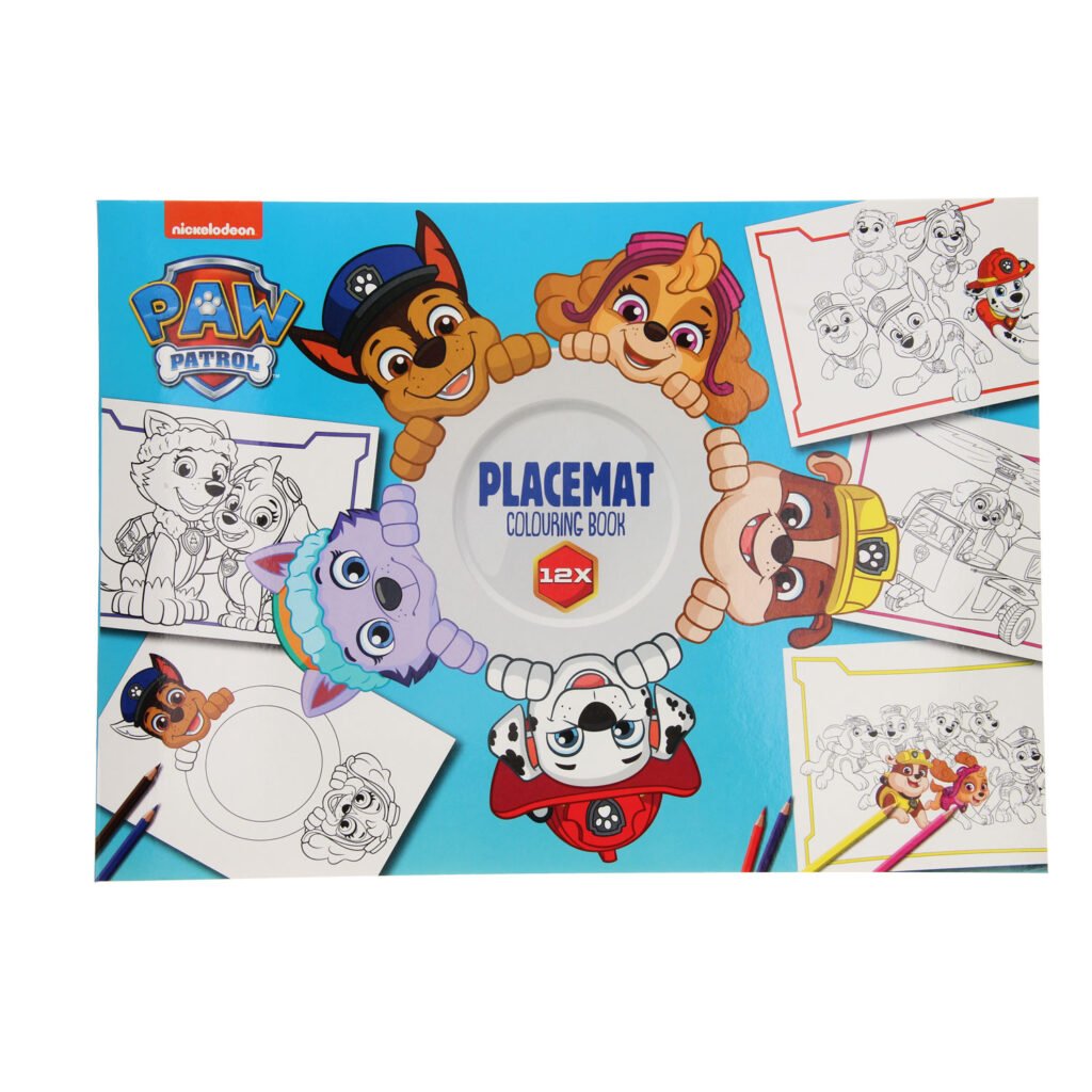 Kleurplaat Placemat PAW Patrol cover met 12 kleurplaten