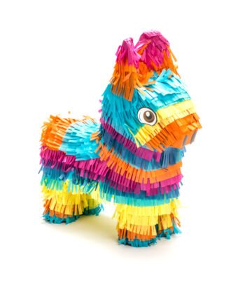Piñata Ezel voor een kinderfeestje uitgevoerd in multikleuren