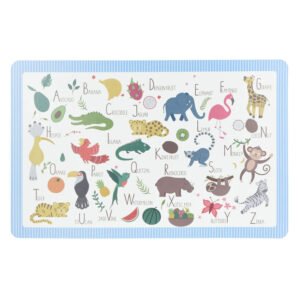 Kinder placemat met dieren alfabet en fruit illustraties