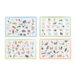 Placemat Dieren 12st. set van 4 met alfabet en dieren illustraties