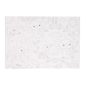 Placemat kleurplaat jungle met koala vogels en natuur