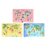 Kleurrijke Placemat Thema met dierenwereld kaart illustratie met continenten en dieren
