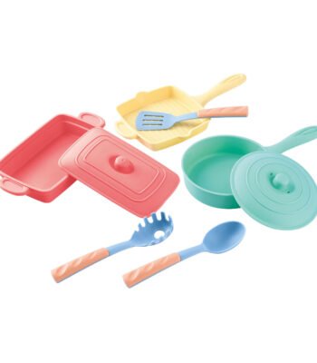 Kinder kookset pannetjes en keukengerei kleurrijk 8 delig speelgoed Braadpan en Grillpan Speelset
