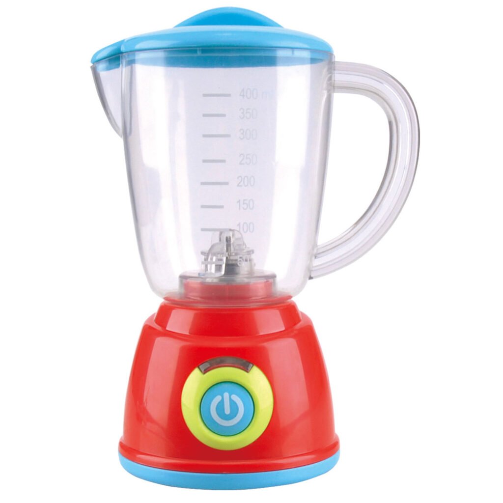 Kinder speelgoed blender rood met blauwe deksel en maatbeker Playgo Blender
