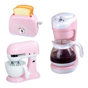 roze speelgoed keukenapparaten set met broodrooster mixer en koffiezetapparaat Playgo Keukenmixer Koffiezetapparaat en Broodrooster Roze