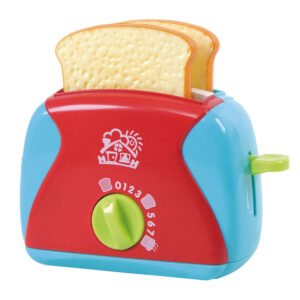 Kleurrijke speelgoed broodrooster met toast en draaiknop Playgo Broodrooster