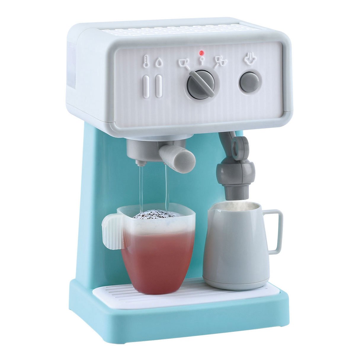 playgo-speelgoed-espresso-machine-koffie-pastel-blauw speelgoed espresso machine met kopje schuimende koffie in pastel blauw Playgo Espressomachine Wit Blauw