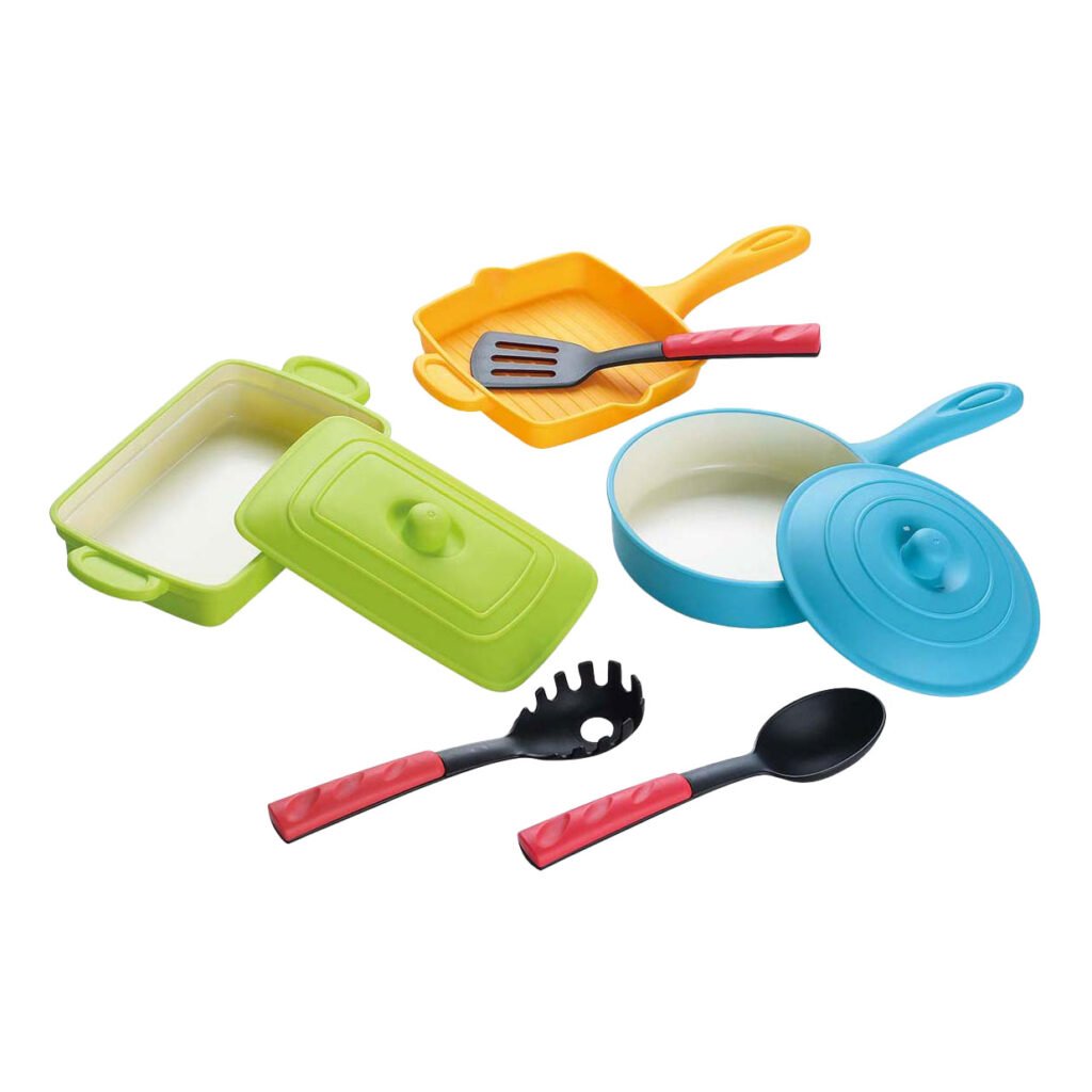 Speelgoed kookset met kleurrijke pan, grillplaat en keukengerei voor kinderen Playgo Grillpannen Set met Accessoires